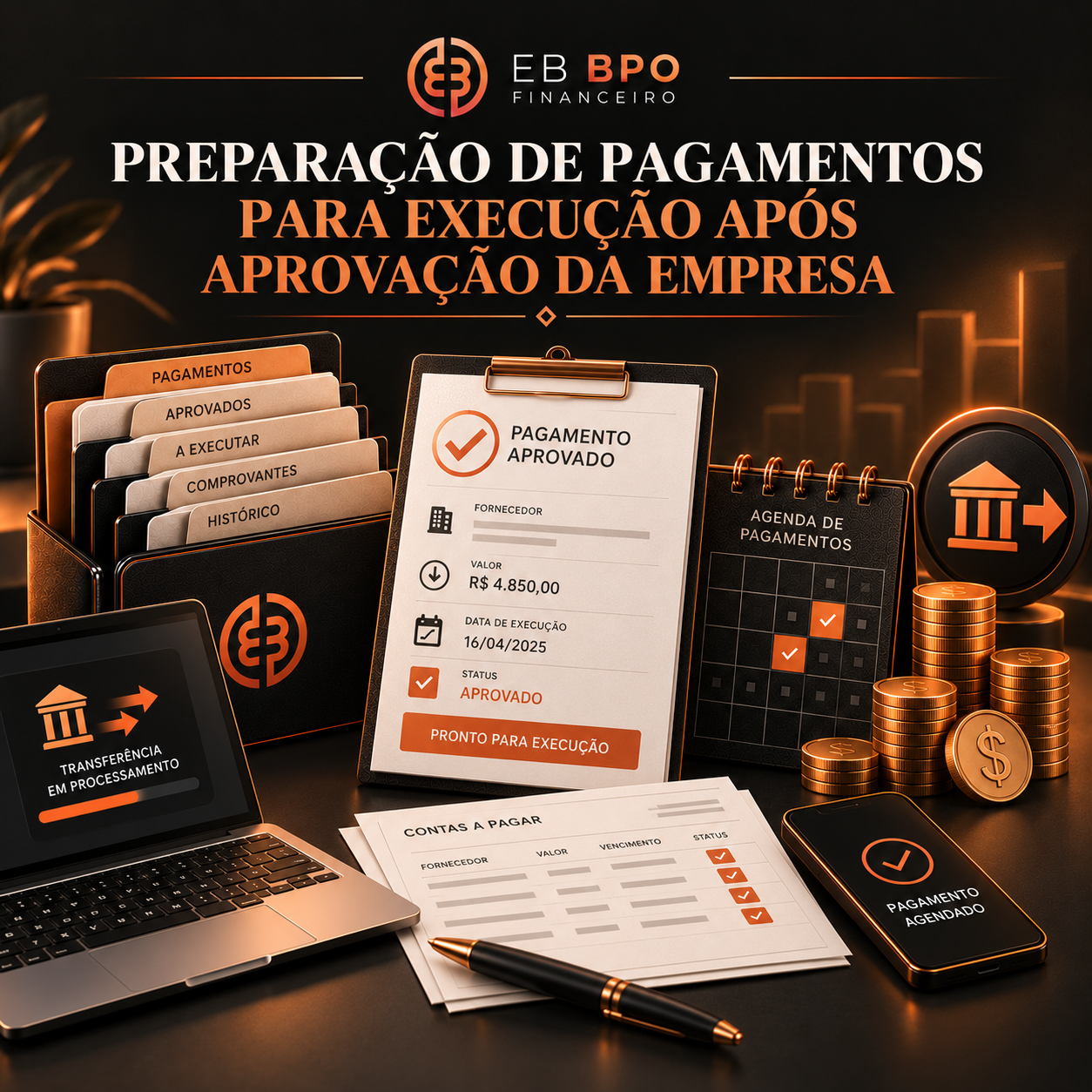 Preparação de pagamentos para execução após aprovação da empresa